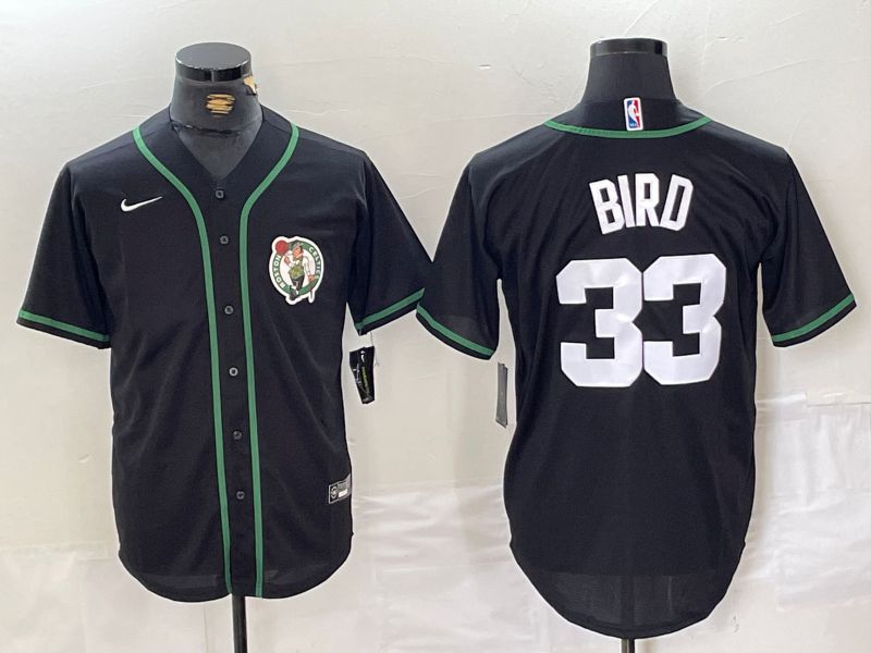 Men Boston Celtics #33 Bird Black Second generation joint name 2024 Nike NBA Jersey style 1